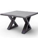 Couchtisch Baumkantentisch Akazie-massiv X-Form quadratisch grau lackiert 75 cm