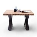 Couchtisch Baumkantentisch Akazie-massiv X-Form quadratisch natur lackiert 75 cm
