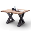 Couchtisch Baumkantentisch Akazie-massiv X-Form quadratisch natur lackiert 75 cm