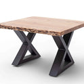 Couchtisch Baumkantentisch Akazie-massiv X-Form quadratisch natur lackiert 75 cm