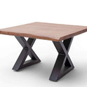 Couchtisch Baumkantentisch Akazie-massiv X-Form quadratisch walnuss lackiert 75