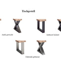 Couchtisch Baumkantentisch Akazie-massiv U-Form rechteckig grau lackiert 110 cm