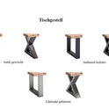 Couchtisch Baumkantentisch Akazie-massiv X-Form quadratisch walnuss lackiert 75 cm