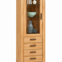 Vitrine TINA – Eiche teilmassiv mit schwarzen Metallkufen