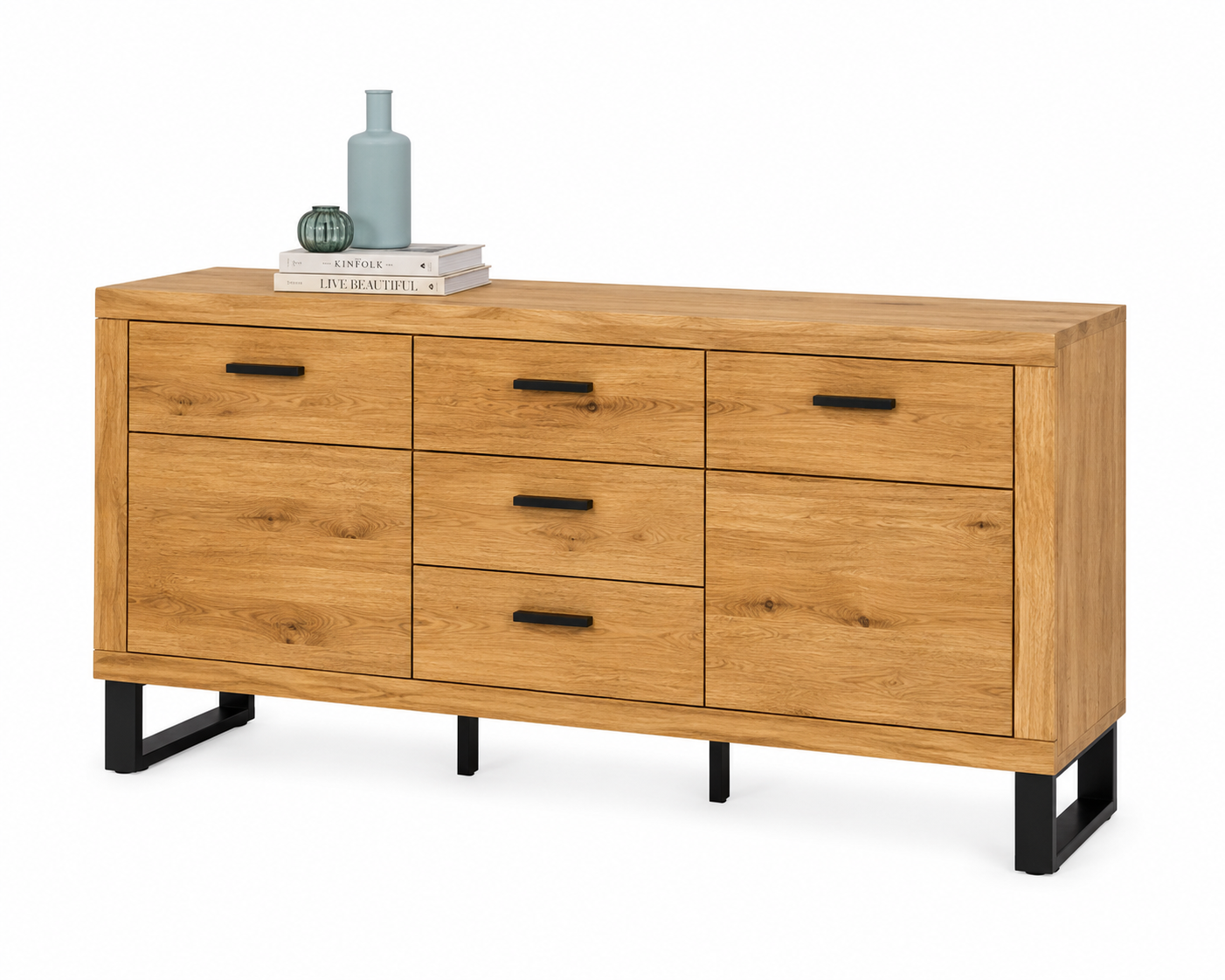 Sideboard TINA – Eiche teilmassiv mit 2 Türen und 3 Schubladen
