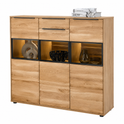 Highboard JACKSON – Eiche teilmassiv mit LED-Beleuchtung