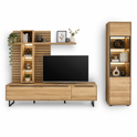 Wohnwand JACKSON – Eiche teilmassiv mit LED-Beleuchtung