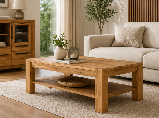 Couchtisch SINA – Eiche massiv &amp; furnierter Korpus