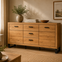 Sideboard TINA – Eiche teilmassiv mit 2 Türen und 3 Schubladen