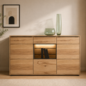 Sideboard JACKSON – Eiche teilmassiv mit LED-Beleuchtung