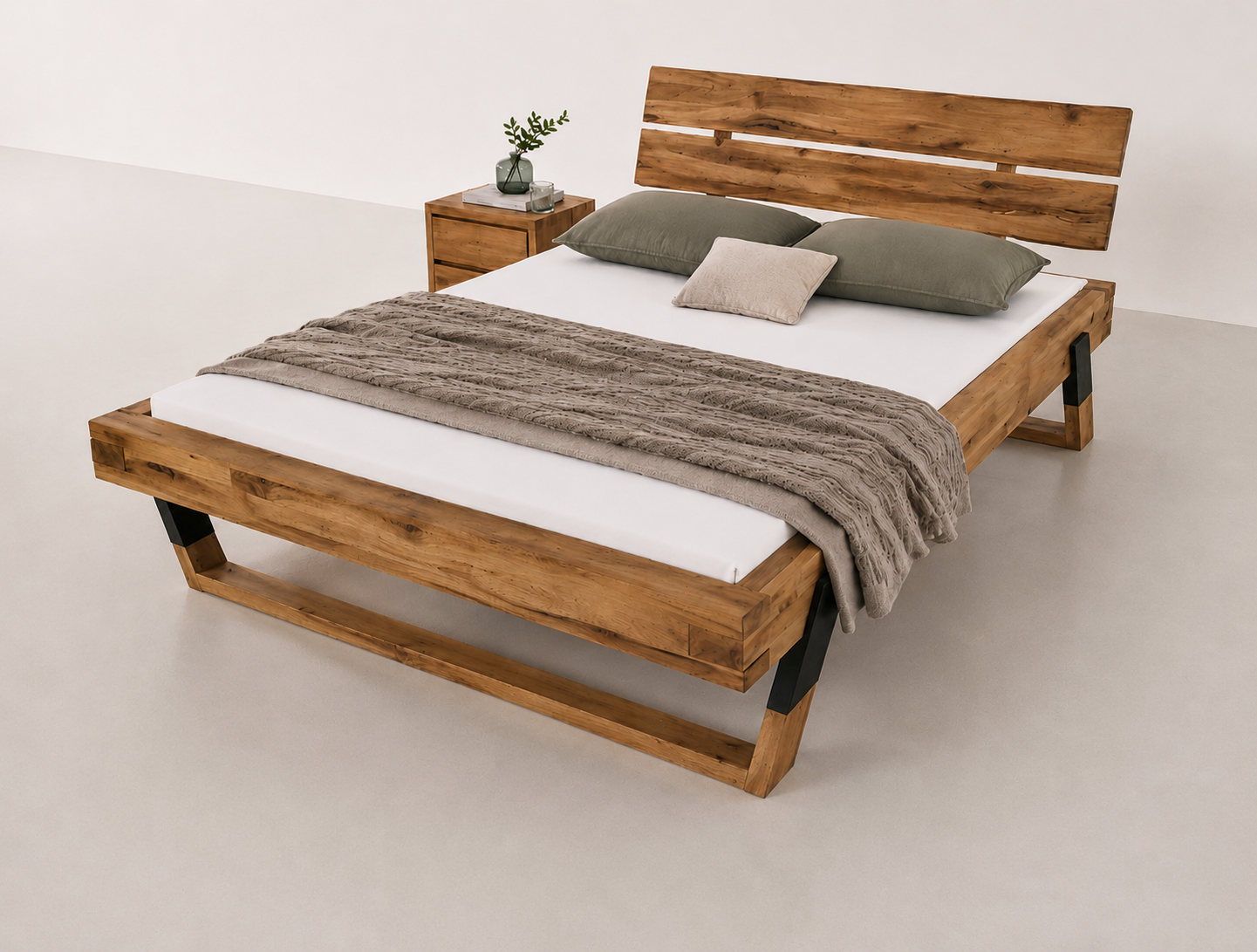 Bett PIA-SOFIE – Kernbuche massiv B 182,5 x H 89 x T 226,5 cm