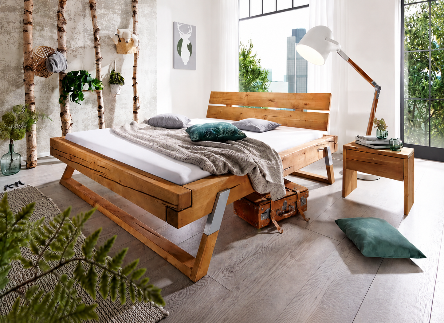 Bett PIA-SOFIE – Kernbuche massiv B 182,5 x H 89 x T 226,5 cm
