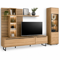 Wohnwand JACKSON – Eiche teilmassiv mit LED-Beleuchtung