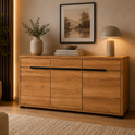 Sideboard LOLA – Eiche teilmassiv furniert mit 3 Türen und 3 Schubladen