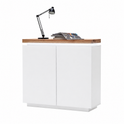 Highboard Schrank weiß matt Eiche massiv Griffräsung 120 cm Romino