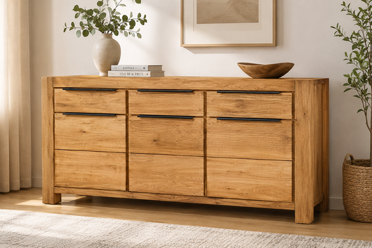 Sideboard SINA Wildeiche Teilfurnier – Modernes Wohnzimmer Sideboard mit Stauraum
