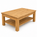 Couchtisch Tiara aus massiver Wildeiche – Industrial Design mit Ablage