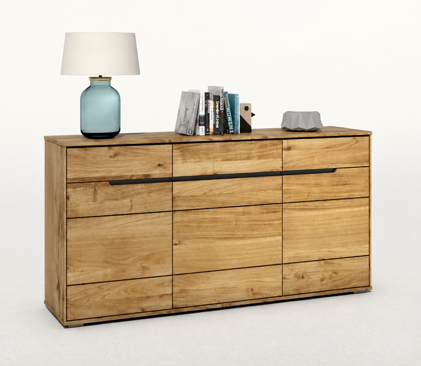 Sideboard LOLA – Eiche teilmassiv furniert mit 3 Türen und 3 Schubladen
