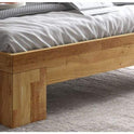 Bett Futonbett Wildeiche massiv Holz geölt 180 x 200 cm Kopfteil gepolstert Nemo