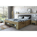 Bett Futonbett Wildeiche massiv Holz geölt 140 x 200 Kopfteil gepolstert Sabina