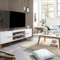Sekretär Schreibtisch Schrank weiß matt MDF Asteiche furniert Massiv Klappe 97