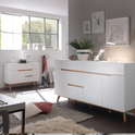 Sekretär Schreibtisch Schrank weiß matt MDF Asteiche furniert Massiv Klappe 97