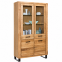 Vitrine Schrank Glastür Wildeiche teilmassiv Natur geölt Tiara 110 cm