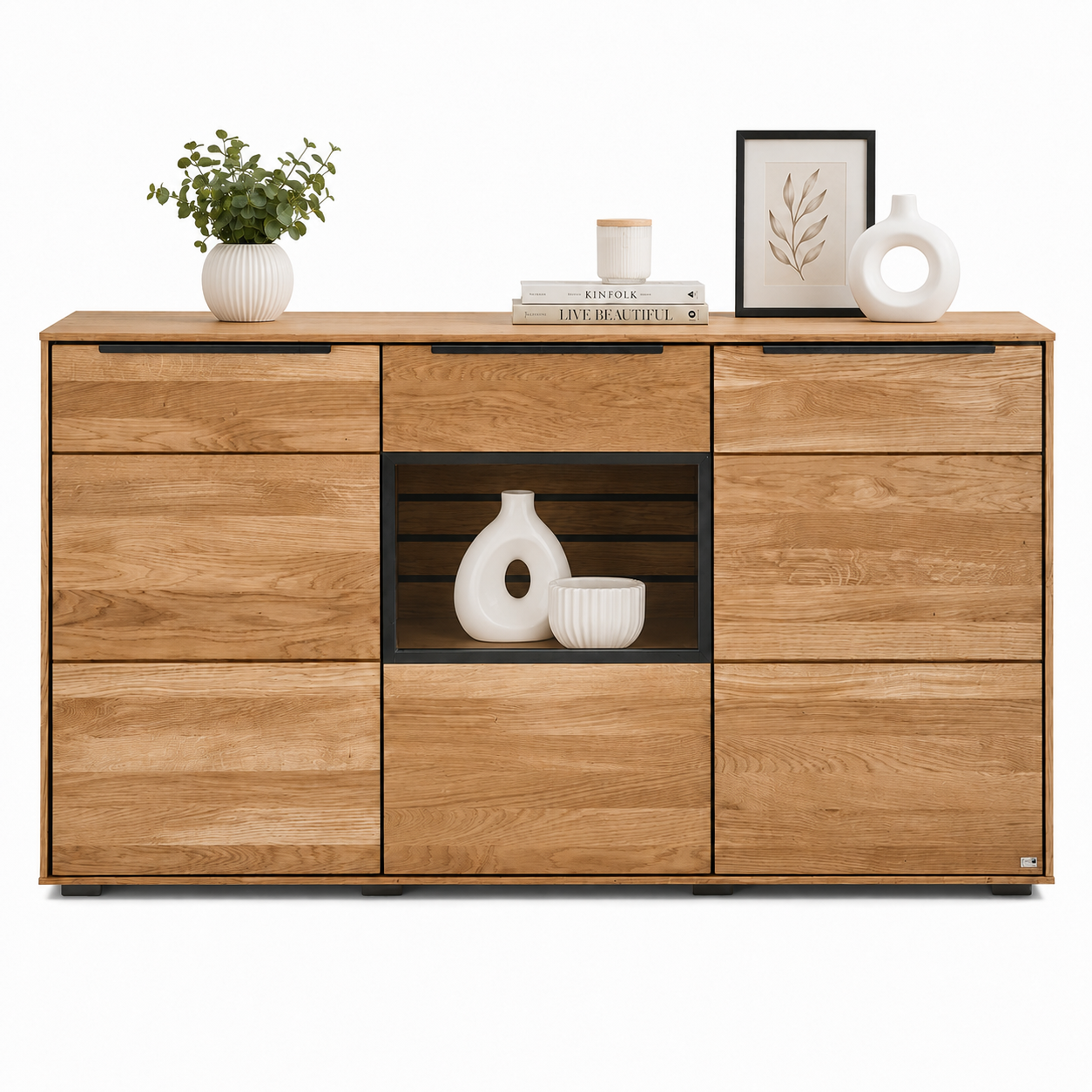 Sideboard JACKSON – Eiche teilmassiv mit LED-Beleuchtung