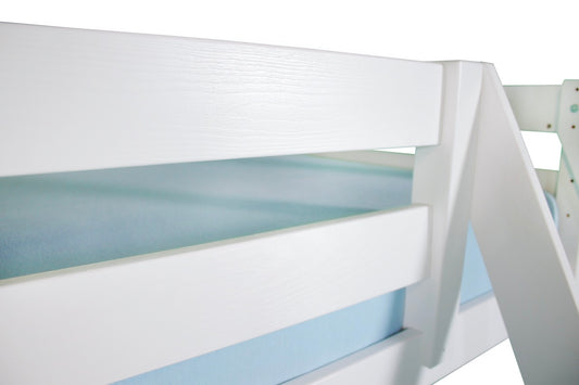 Etagenbett Hochbett Kiefer massiv weiß lackiert Denise 90/140 x 200 inkl. Rollrost