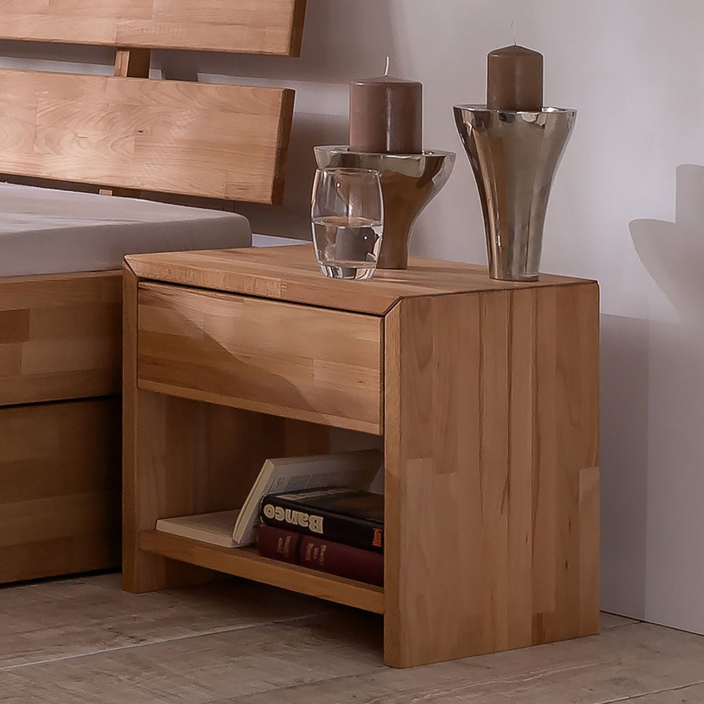 Futonbett Schlafzimmer Bett Kernbuche massiv Holz geölt Judith 90 x 200 cm